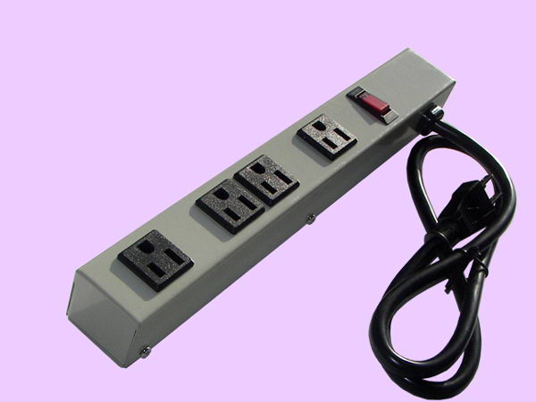 Picture of e-dustry EPS-1043G 12 in. 4 Outlet Metal Power Strip