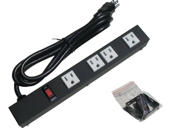 Picture of e-dustry EPS-1046 12 in. 4 Outlet Metal Power Strip
