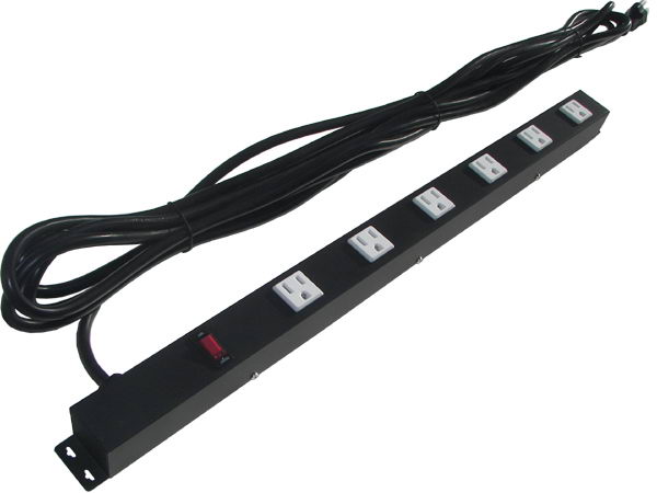 Picture of e-dustry EPS-20625 24 in. 6 Outlet Metal Power Strip