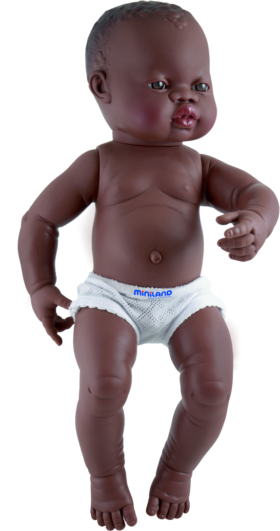 Picture of Miniland 31003 Newborn Baby Doll African Boy 15&quot;