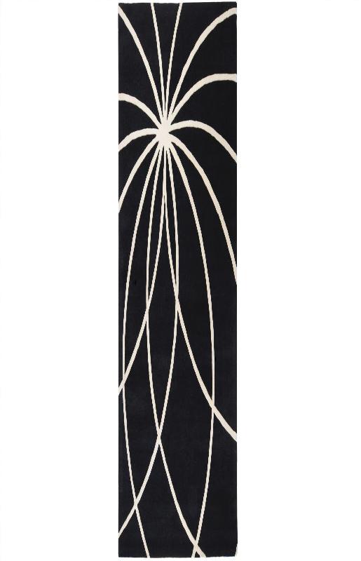 FM7072-312 Forum Rug- 100% Wool- Hand Tufted- Black/White- 3'X12'
