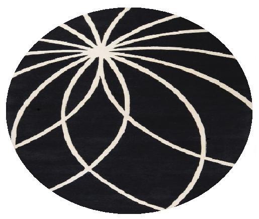 FM7072-8RD Forum Rug- 100% Wool- Hand Tufted- Black/White- 8' ROUND