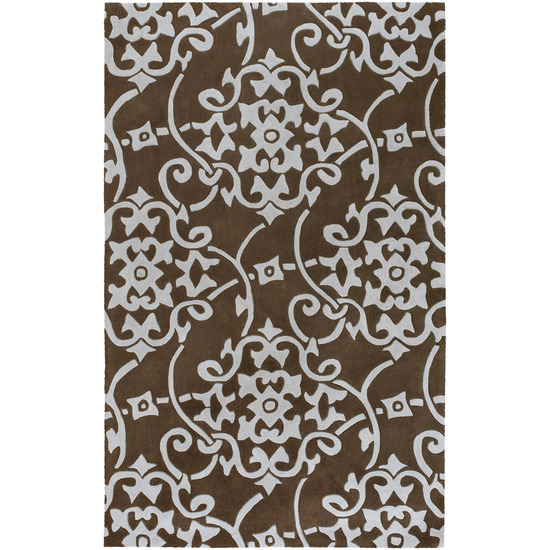 COS8829-1616 Cosmopolitan Rug- 100% Poly-Acrylic- Hand Tufted- Pale Blue/Chocolate- 1'6''X1'6'' -  Livabliss