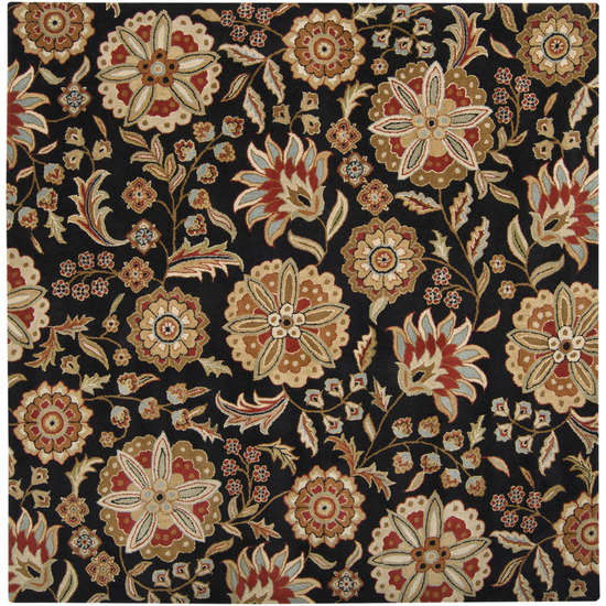 ATH5017-6SQ Athena Rug- 100 Pct Wool- Hand Tufted- Black/Red/Gold/Rust/Ivory/Sage- 6 SQUARE