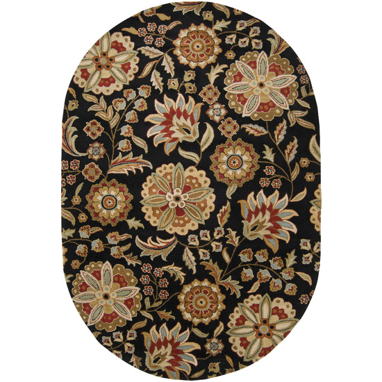 ATH5017-810OV Athena Rug- 100 Pct Wool- Hand Tufted- Black/Red/Gold/Rust/Ivory/Sage- 8X10 OVA