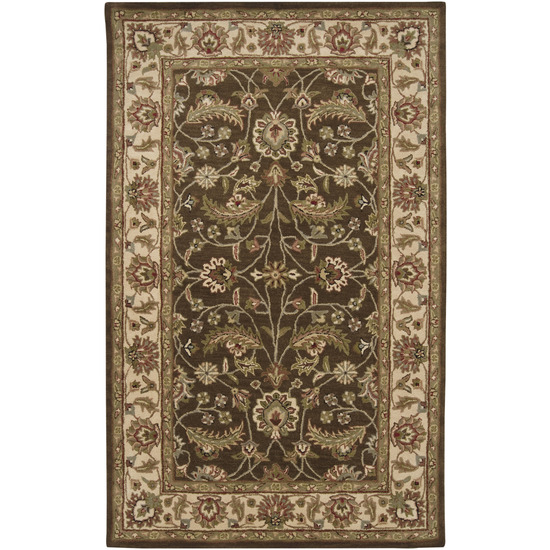 CAE1003-1616 Caesar Rug- 100% Wool- Hand Tufted- Chocolate/Forest/Beige/Kerry Blue/Raspberry/Sage- 1'6''X1'6''