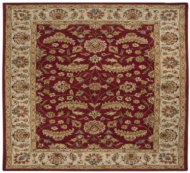 CAE1022-4SQ Caesar Rug- 100 Pct Wool- Hand Tufted- Red/Ivory/Gold/Green/Sage/Rust- 4 SQUARE