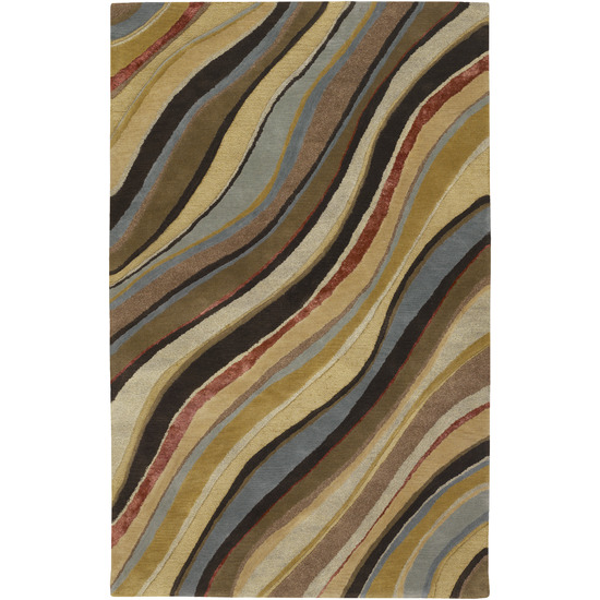 ART229-811 Artist Studio Rug- 100 Pct New Zealand Wool- Hand Tufted- Mushroom/Blue/Tan/Off White/Chocolate/Gray Blue- 8X11 -  Livabliss