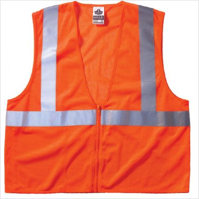 Economy Vest Class Ii Mesh Zipper Orange S-M
