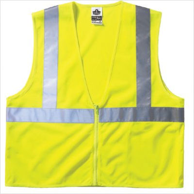 Economy Vest Class Ii Mesh Zipper Lime S-M