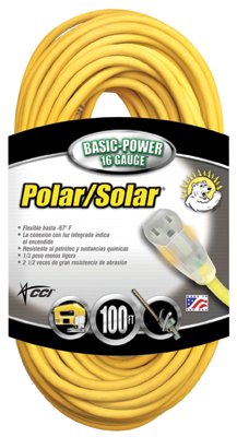 172-01289 16-3 100' Sjeow Polar-Solar Extension Cord -  Coleman Cable