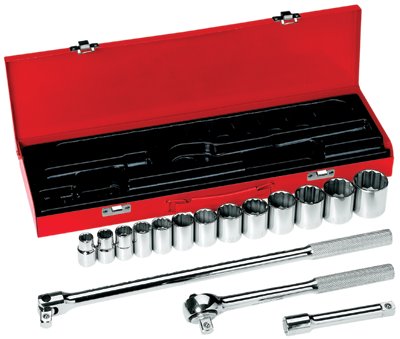 1/2" Drive Socket Wrench SAE 16 Pieces 7/16 in to 1 1/4 in , Chrome