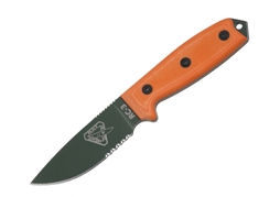 2023 Esee 3, Serrated Edge,Od Blade W/ Orange Handles, Black Sheath