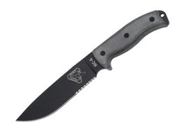 Serr Blk Blade W/ Grey Micarta Handles
