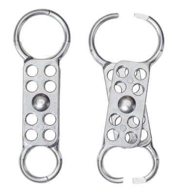 Safety Series,Lockout Hasp, 2 in W x 5-7/8 in L, 1 to 1-1/2 in Jaw dia, Silver