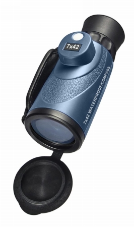 Picture of Barska Optics AA11442 7X42 WP Monocular- Deep Sea- w/Internal Rangefinder &amp; Compass- FMC- Blue Lens