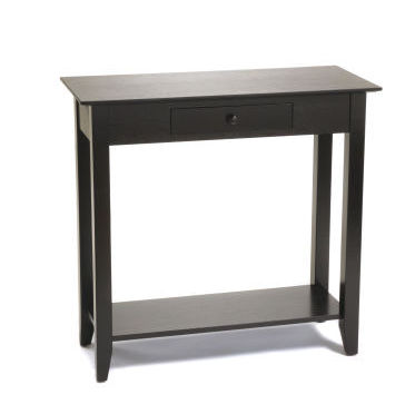 American Heritage Hall Table with Drawer & Shelf in Black -  Convenience Concepts, HI50675