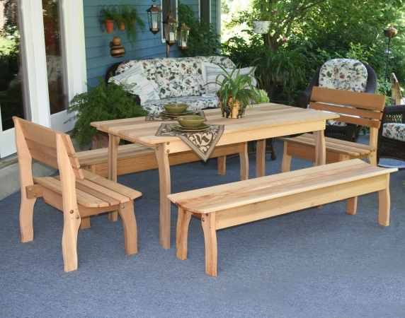 58 in. L x 32 in. W Cedar Gathering Dining Set