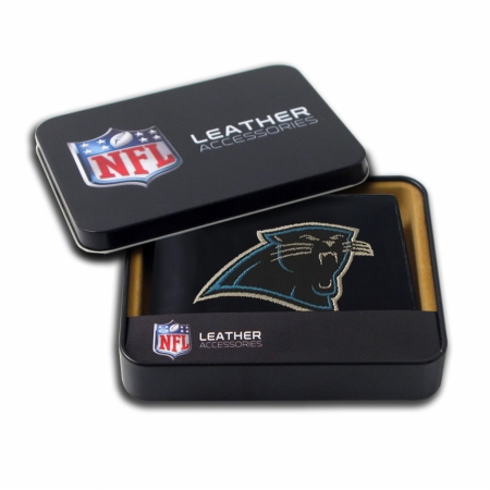 Rico Sporting Goods Carolina Panthers Men's Black Leather Bi-fold Wallet