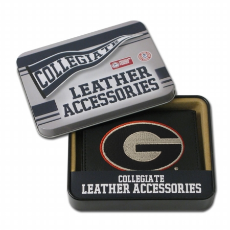 Rico Sporting Goods 138861 Georgia Bulldogs Men's Black Leather Tri-fold Wallet