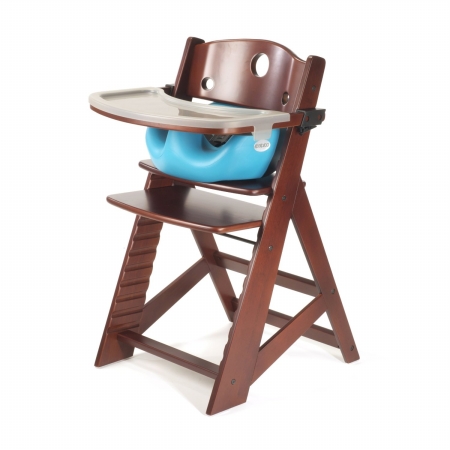 Picture of Keekaroo 0051414KR-0001 Height Right HIGH Chair Mahogany with Aqua Infant Insert and Tray