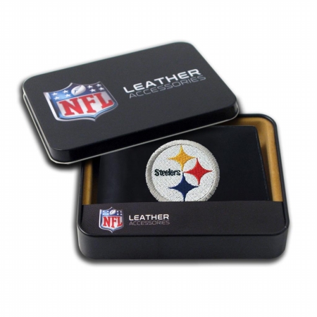 Picture of Rico Industries RTR2301 Leather Tri-Fold Wallet with Emb Team Logo - Pittsburgh Steelers