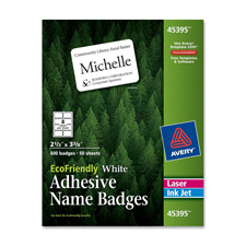 Picture of Avery Consumer Products AVE45395 Labels- Name Badges- 2-.33in.x3-.38in.- White