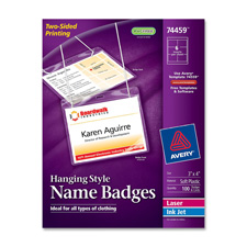 Picture of Avery Consumer Products AVE74459 Hanging Name Badge- Soft-Flexible- Top Load- 3in.x4in.- White