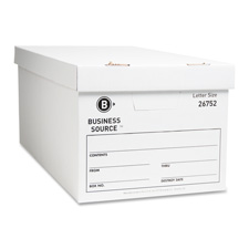 Picture of Business Source BSN26753 Storage Box- Lift Off Lid- Legal- 15in.x24in.x10in.- 12-CT- White