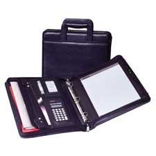 Zipper Binder- Letter- Retractable Handles- 2 Exterior Pckts- BK