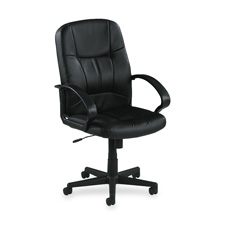 Picture of Lorell LLR60121 Managerial Mid-Back Chair- 28in.x28in.x41in. to 45-.50in.- Black Lthr