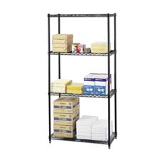 Picture of Safco Products Company SAF5276BL Wire Shelving- w- 4 Shelves-4 Posts- 500Lb Cap- 36in.x18in.x72in.- BK