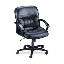 Picture of Lorell LLR60115 Managerial Mid-Back Chair- 25-.75in.x29in.x38-.50in.-42in.- Black Lthr