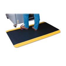 Anti-Fatigue Mat- Beveled Edge- 3ft.x5ft.- Yellow Border- Black