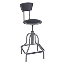 Picture of Safco Products Company SAF6664 Industrial Stool- Seat Height 22in.-27in.- Seat Back 12in.x7in.- Pewter