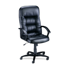 Picture of Lorell LLR60116 Executive Hi-Back Chair- 25-.75in.x29-.75in.x45-.50in.-49in.- BK Lthr