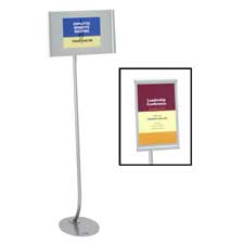 Picture of Quartet QRT7922 Sign Stand- Landscape-Portrait Adjust. - 9-.50in.x14in.x59in.- Silver