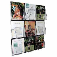 Picture of Deflect-O Corporation DEF56801 Magazine Wall Rack- 9 Pocket- 27-.38in.x2-.88in.x35-.25in.- Clear
