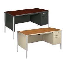 Picture of HON Company HON88263RNS Single Desk- w- Right Box-File- 60in.x30in.x29-.50in.- Mahogany
