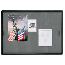 Indoor Bulletin Board- 2 Sliding Door- 48in.x36in.- Gray-Graphite