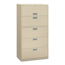 HO  5-Drawer Lateral File - Putty - 36in.x19.25in.x67in. - Locking Mechanism