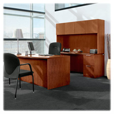 Picture of HON Company HONVW072DC1Z9JJ Bow Front Desk- Double Ped.- 72in.x36in.x29-.50in.- Henna Cherry