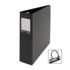 Round Ring Binder- w-Label Holder- 3in. Cap.- 11in.x8-.50in.- BK