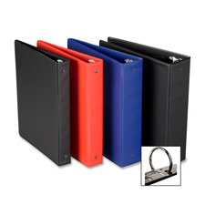 Round Ring Binder- w- Pockets- 3in.- Red
