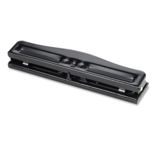 Picture of Business Source BSN65645 3-Hole Punch- Adjustable- .28 Hole Size- 8-10 Sh Cap.- Black