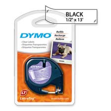 Picture of Dymo Corporation DYM16952 Letra Tag Labelmaker Tapes- .50in.x13ft.- Black on Clear