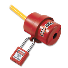 Picture of Master Lock Company MLK487 Electrical Plug Lockout- Circular 240-120 Volt Plug- Red