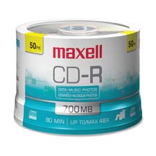Picture of Maxell Corp. Of America MAX648250 CD-R- 80 Min-700MB- 48X- Branded- 50-PK