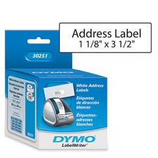 Picture of Dymo Corporation DYM30251 Address Labels- 3-.50in.x1-.13in.- White