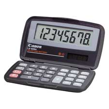 Picture of Canon CNMLS555H 8-Digit Pocket Calculator- Dual Power- 4-.33in.x2-.67in.x.6in.- BK